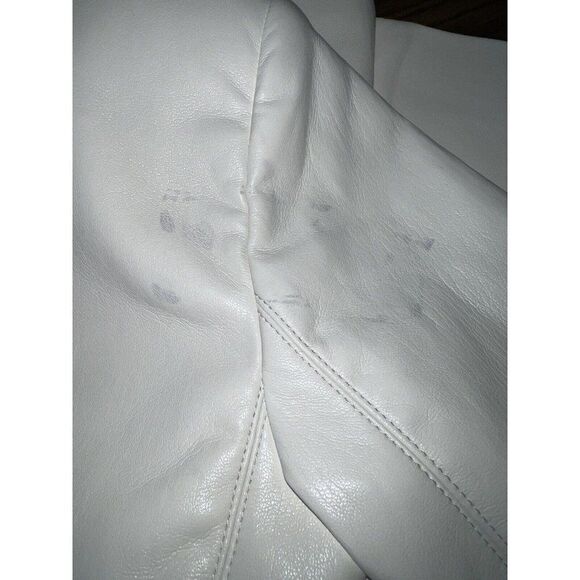 Alice & Olivia Suit Jacket Justin Blazer Sz 0 Ivory Ecru Faux Leather Vegan - Picture 6 of 6